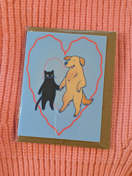 Carte - Amour chat et chien - Peanut