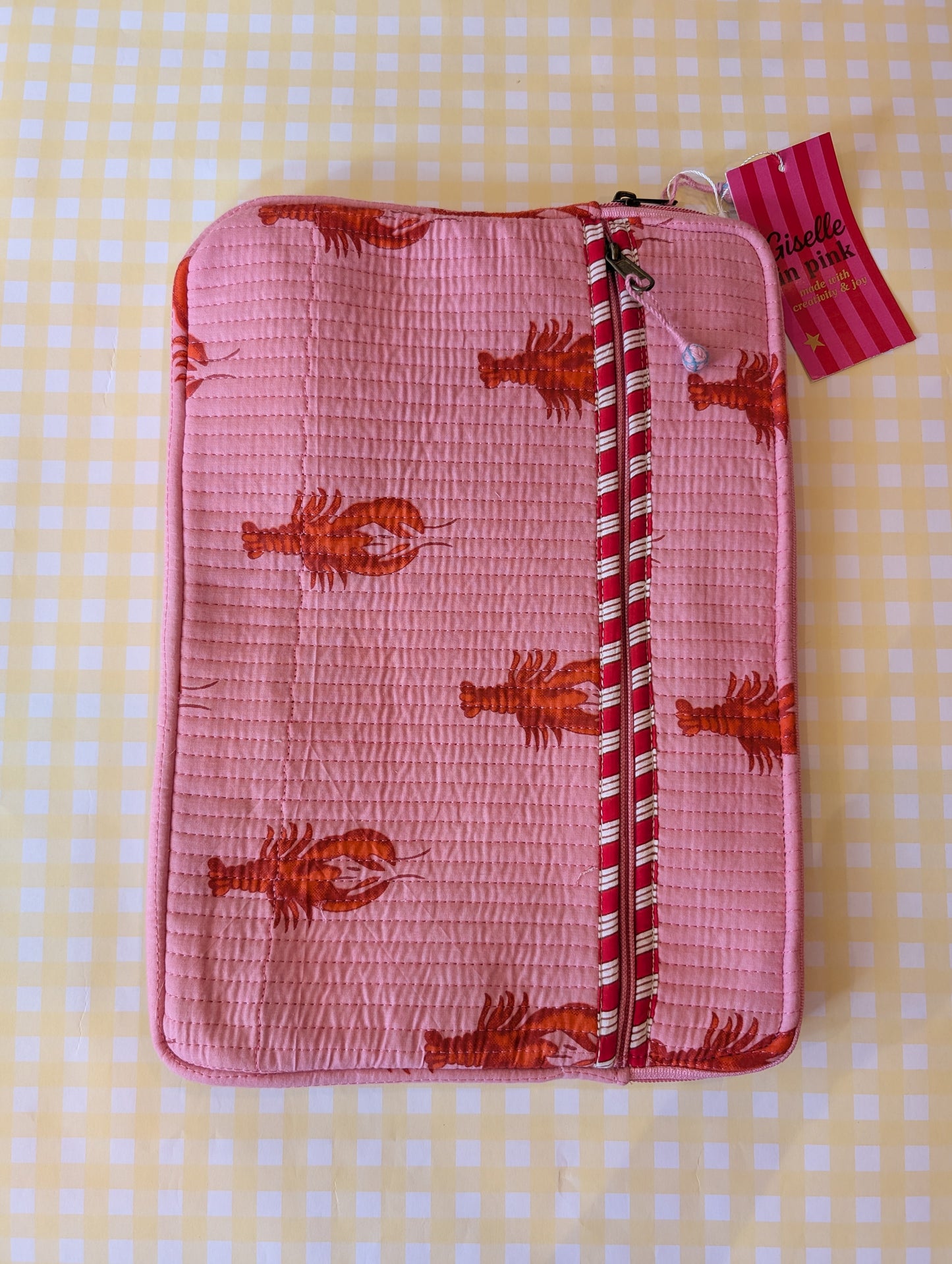 Housse d’ordinateur matelassée en coton  – Giselle in pink