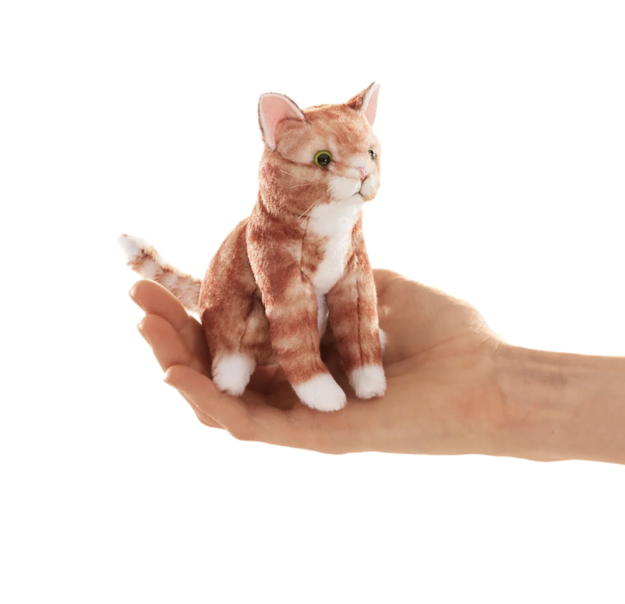 Marionnette mini chat tabby Roux ou Gris - Folkmanis