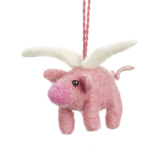 Ornement en feutre - Cochon avec ailes - Felt So Good