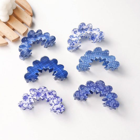 Pince à cheveux bleue Style porcelaine - Lady June Accessories