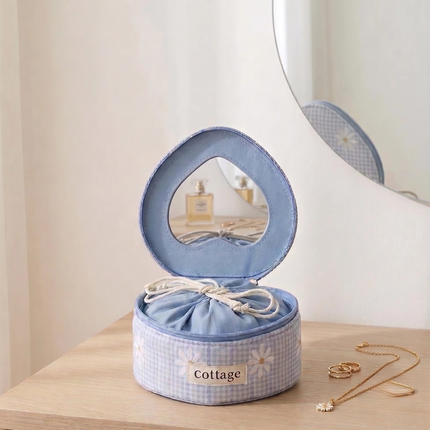 Boite à bijoux en coton - Coeur - Royal marais