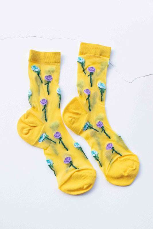 Chaussettes en maille motif floral - Tiepology