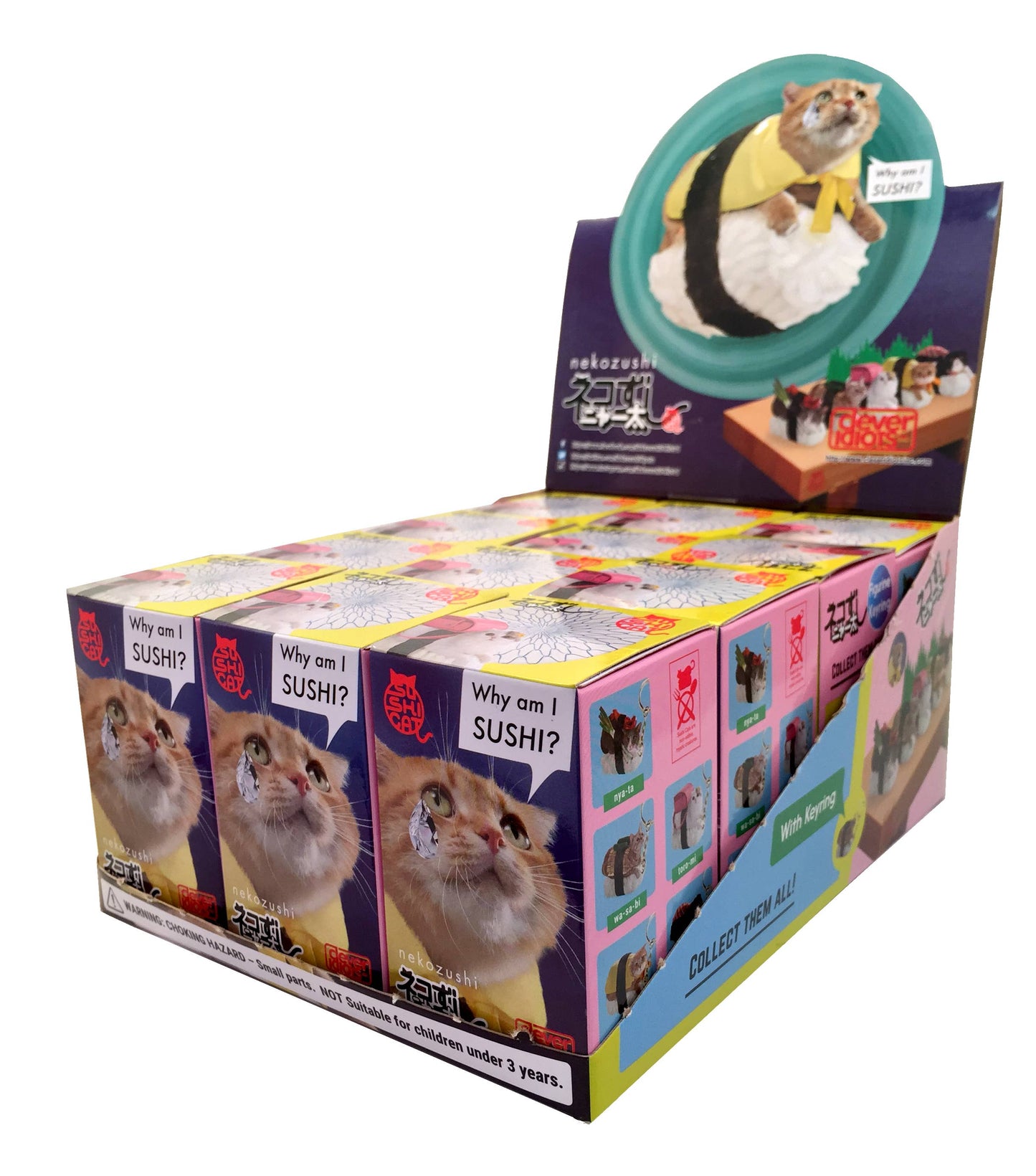 Porte Cle Mystere Sushi Cat (Nekozushi) Keyring Blind Box - Clever Idiots Inc.