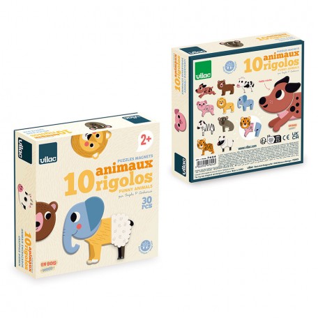 Aimants animaux à combiner ''10 animaux rigolos'' puzzle magnets - Vilac