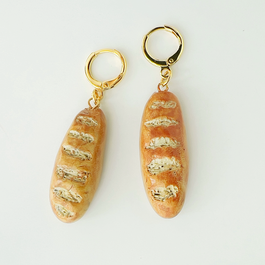 Boucles d'oreilles baguette de pain - Yellow Dots