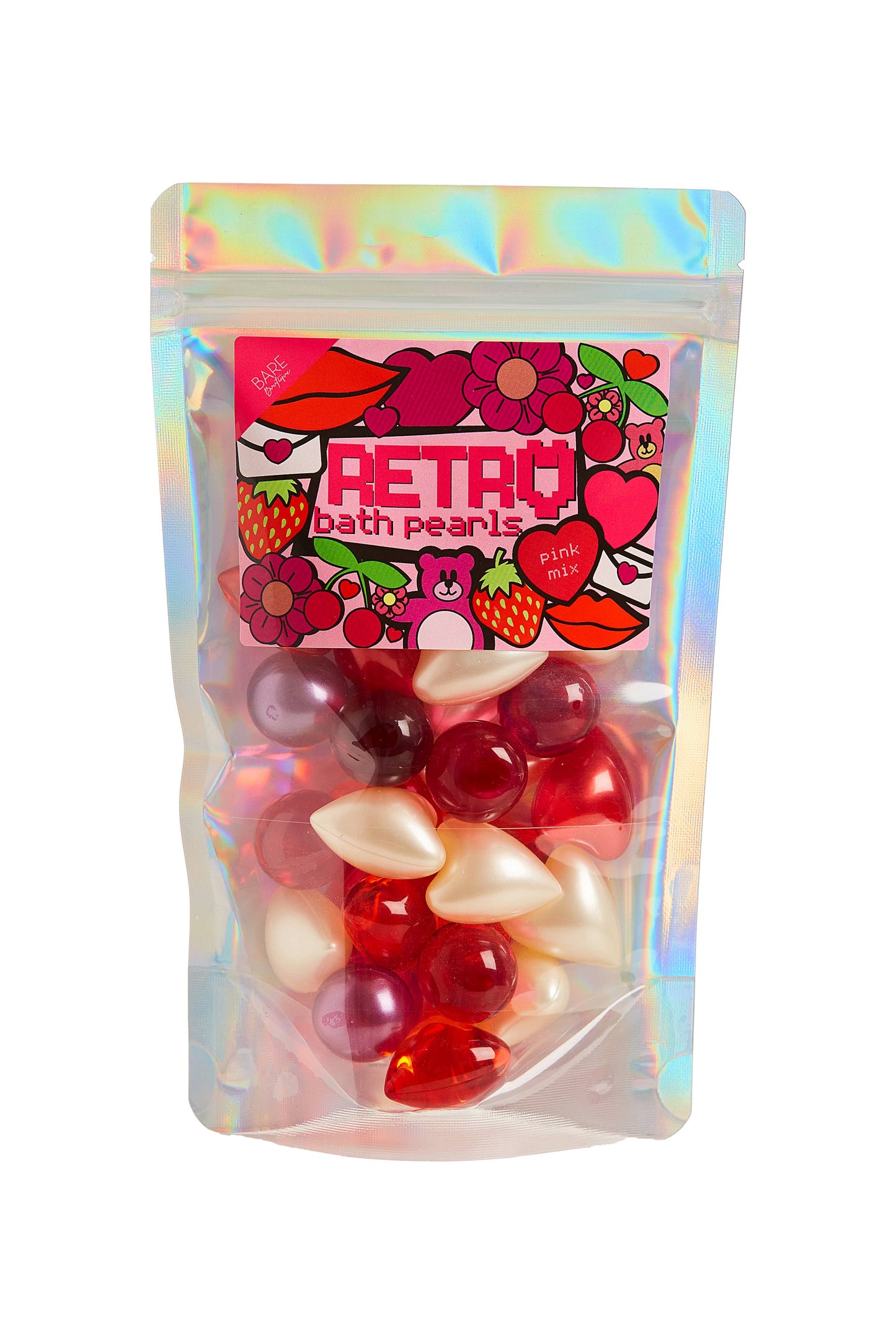 Lot de perles de bain assorties style rétro années 90 "ROSE" - Bare Boutique