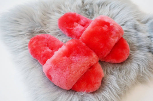 Pantoufles moelleux en peau de mouton australienne (3 couleurs) Australian Sheepskin Fluffy Slippers - Sheepskin Elite