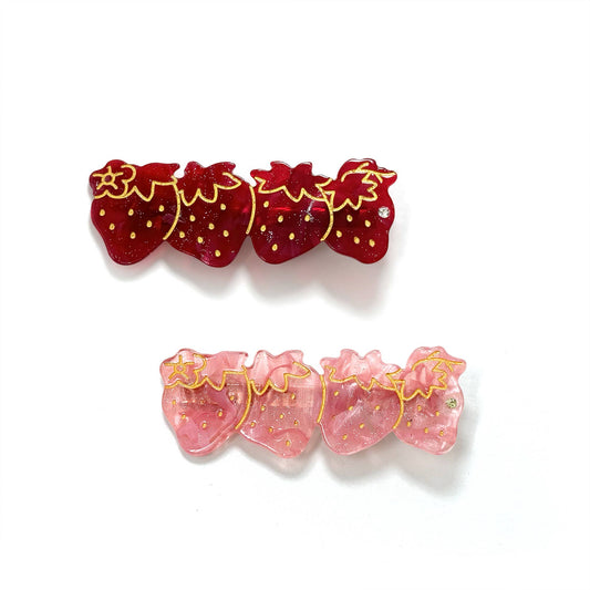 Pince à cheveux Fraises - Strawberry Hair Clips - Rainbow Unicorn Birthday Surprise