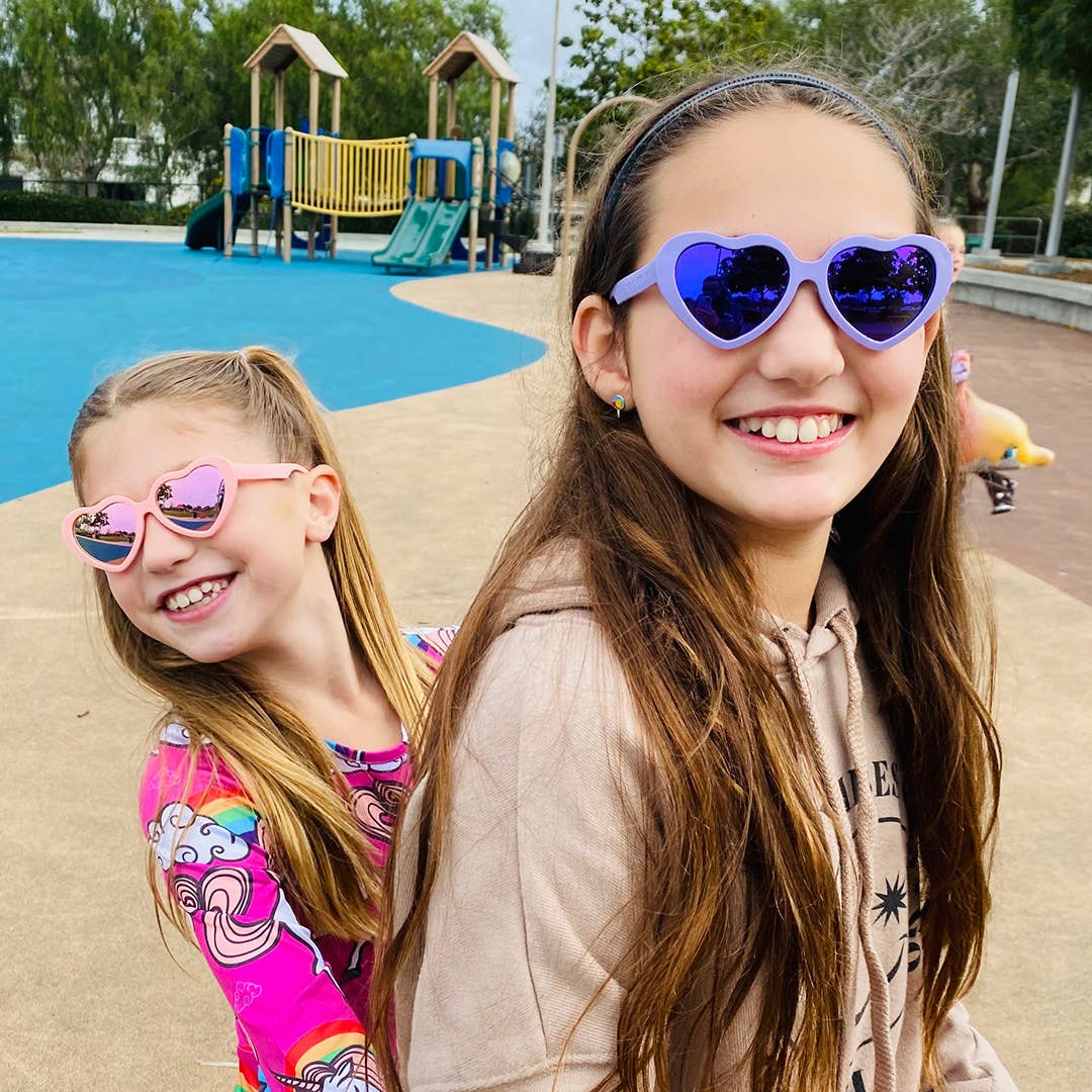 Lunettes de soleil enfants en Coeur Lilas - Lilac Heart Sunglasses - Roshambo