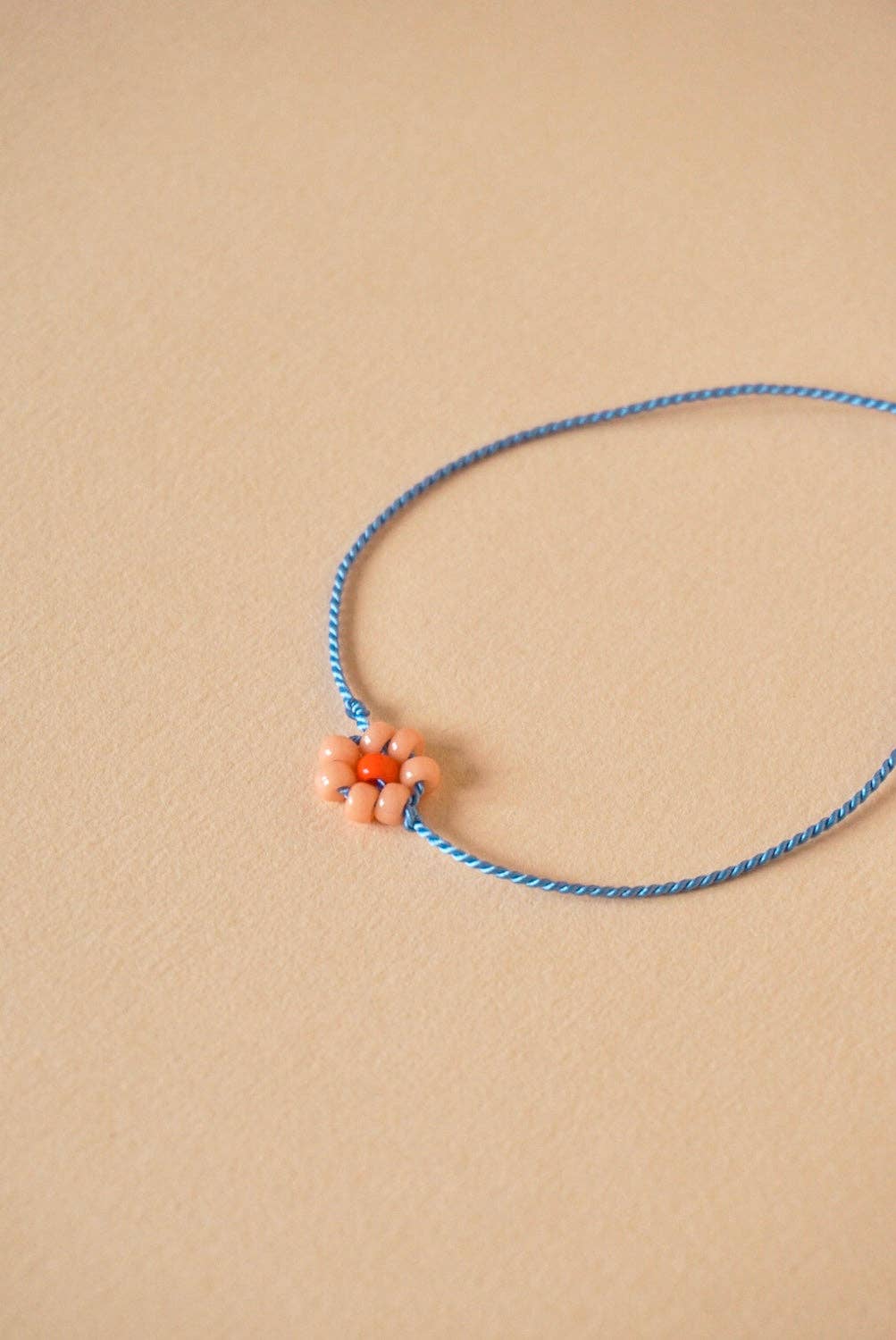 Bracelet  Tiny Flower - peach & sky blue - SAN SAN