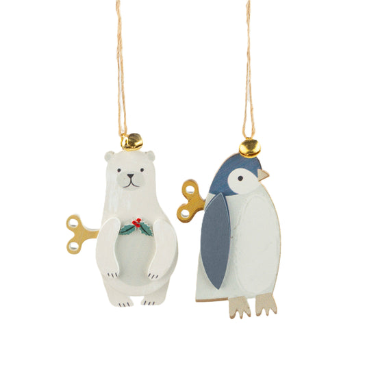 Ornement en bois''Ours Polaire, Pingouin''  - Silver Tree Home & Holiday
