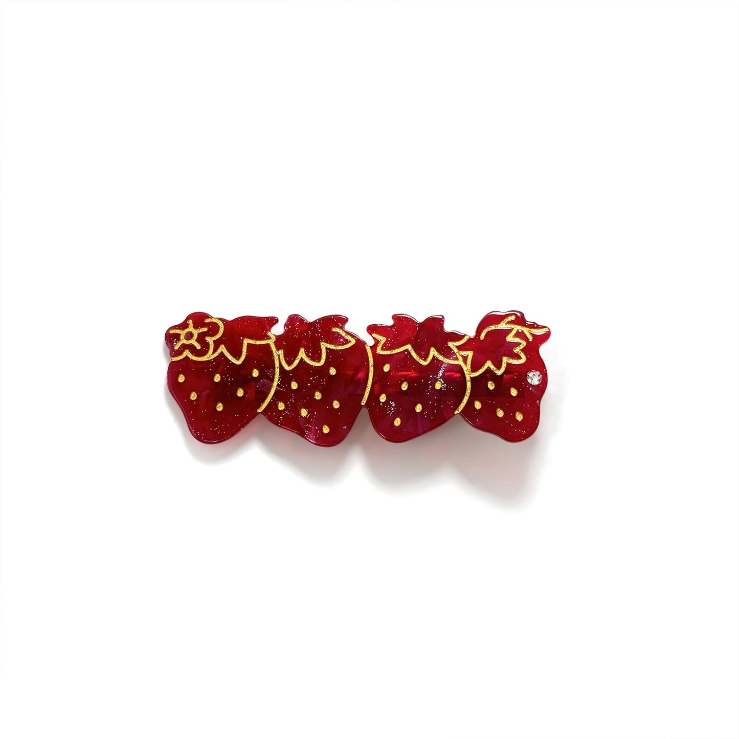 Pince à cheveux Fraises - Strawberry Hair Clips - Rainbow Unicorn Birthday Surprise