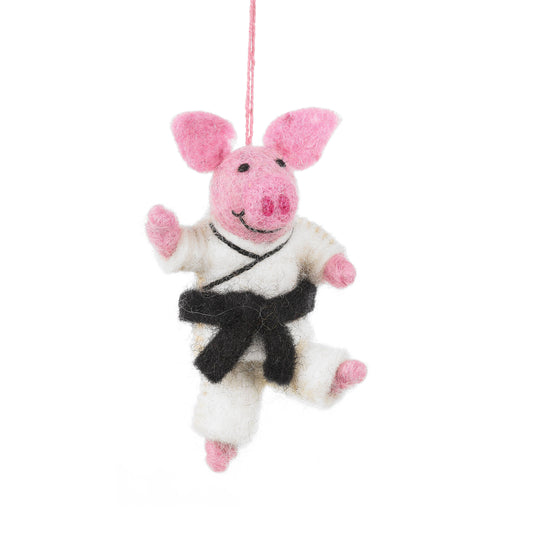 Ornement en feutre - Karate Pig - Felt So Good