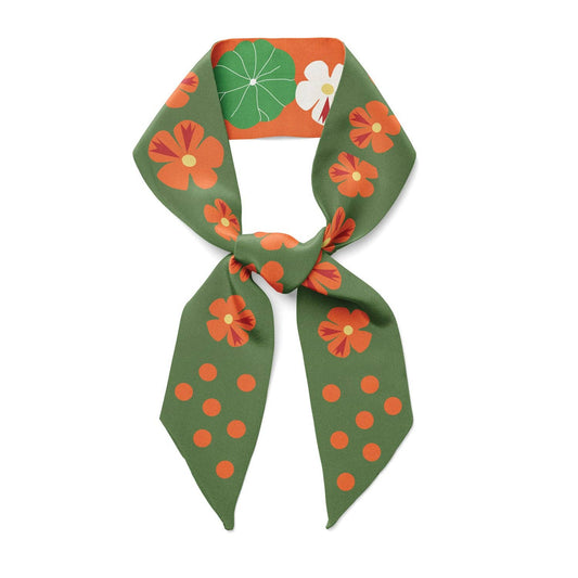 Foulard en soie 'NASTURTION GARDEN' twilly Ribbon Silk Scarf - Centinelle