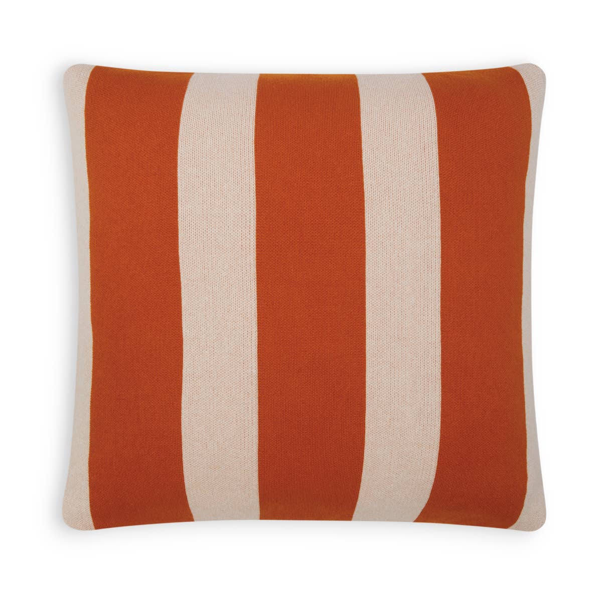 Coussin en coton tricoté rayé orange et rose - Sophie Home