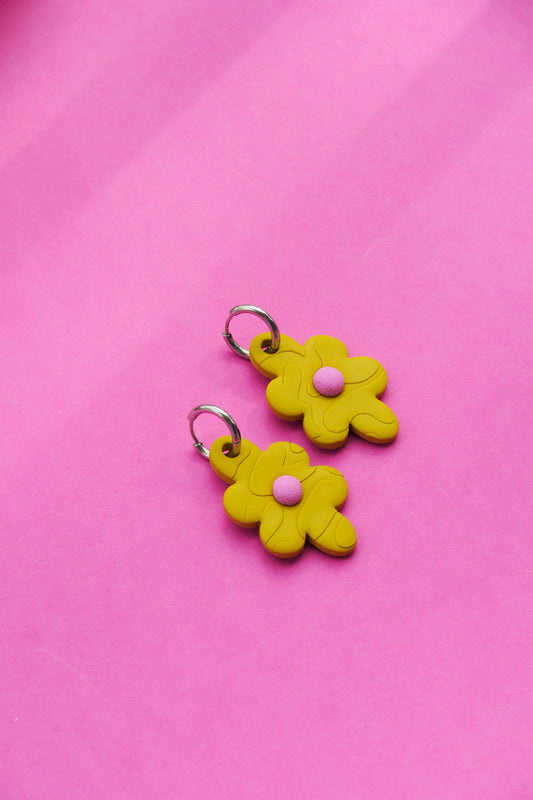 Boucles Fleurs vertes D18 - Collection Cléo - Crocodile agile