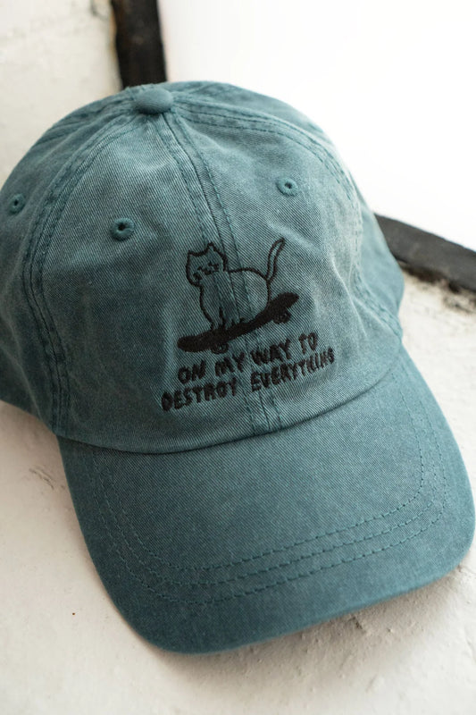 Casquette 'On my way to destroy everything'-'Sk8 Cat' Dad hat - Stay Home Club