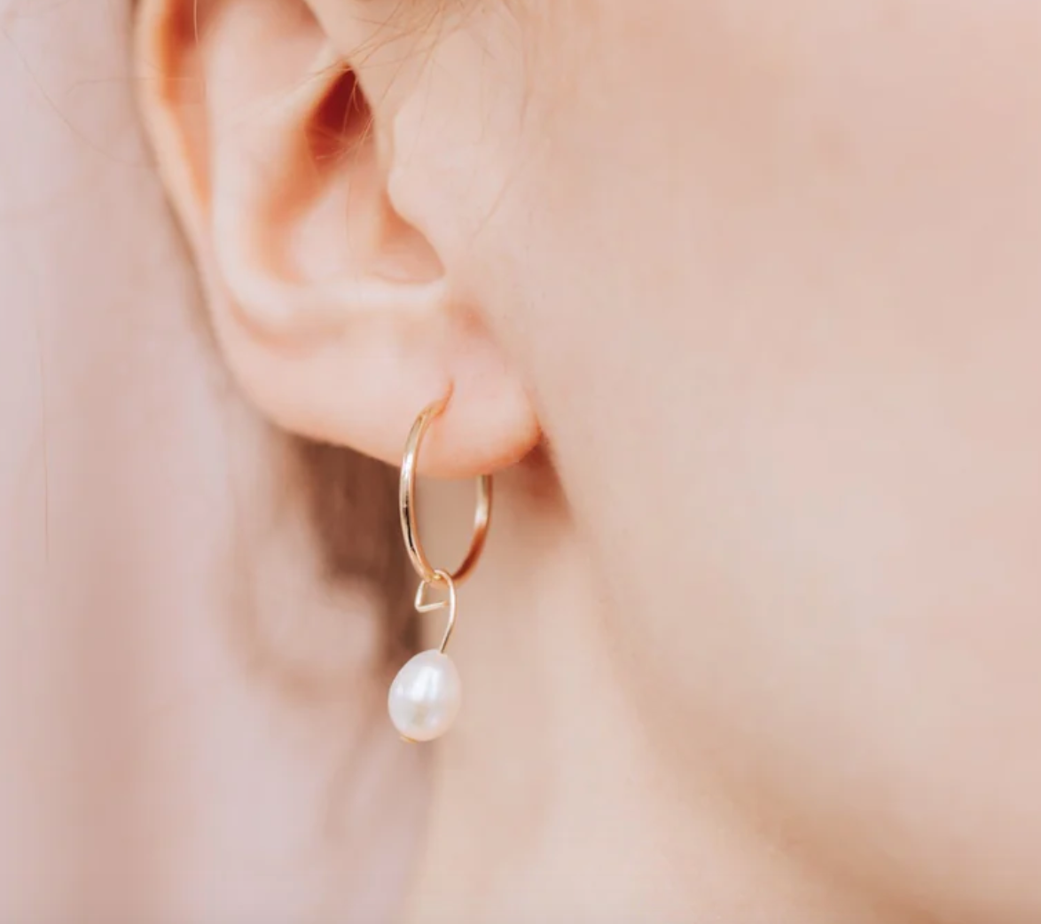 Boucles d'oreilles perles amovibles Eleanor - Plum