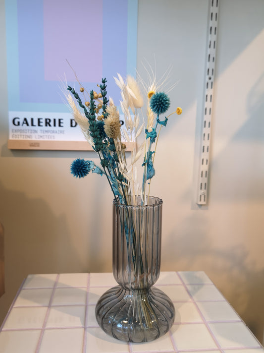 Vase bouquets de fleurs séchées ou fraiches en verre teinté - Florina