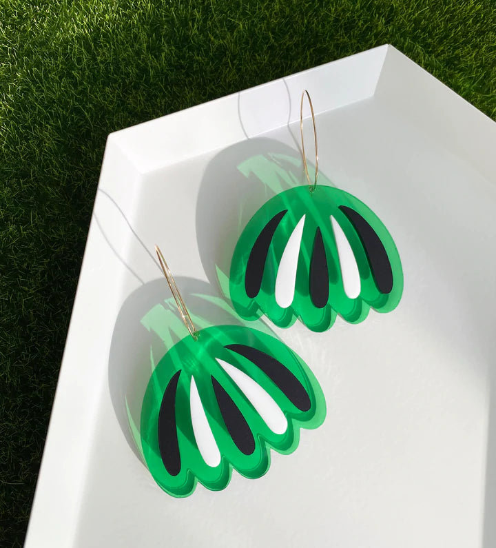 Boucles Green Flower Hoops - Combinist goods
