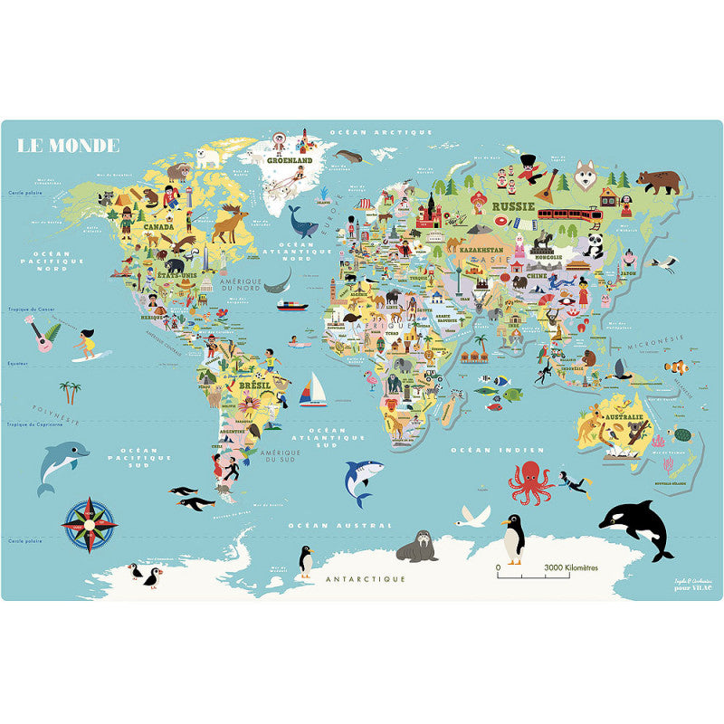 Carte du monde en bois magnétique - Vilac