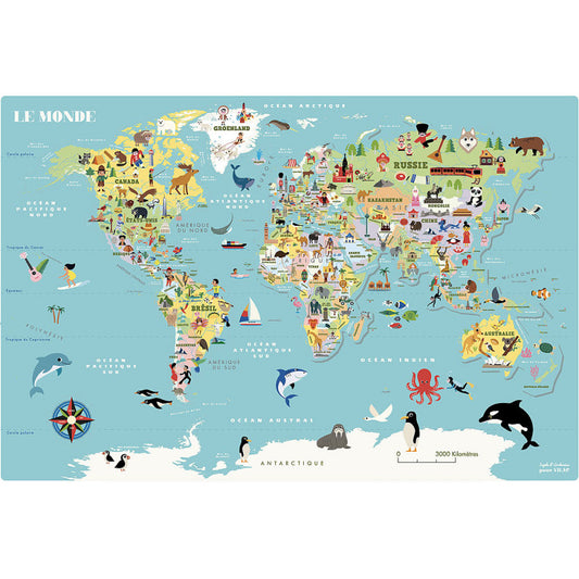 Carte du monde en bois magnétique - Vilac