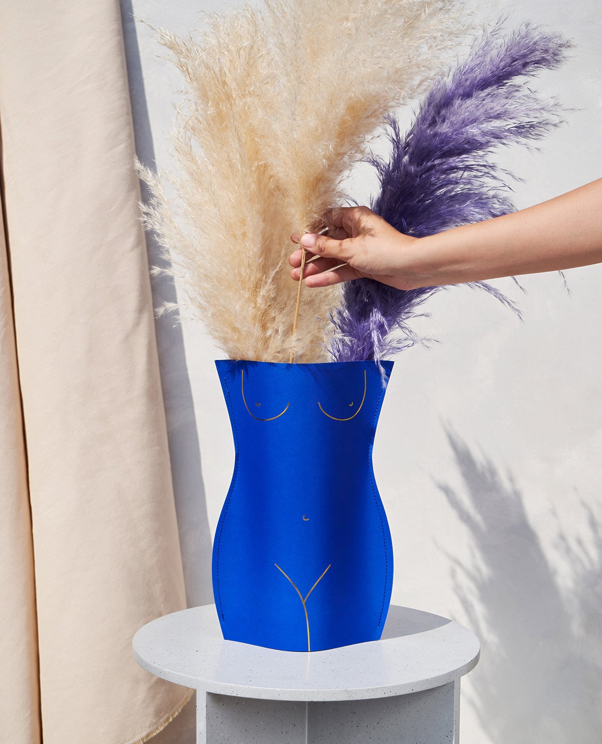 Vase en papier pour fleurs fraîches et séchés Venus bleue - Octaevo