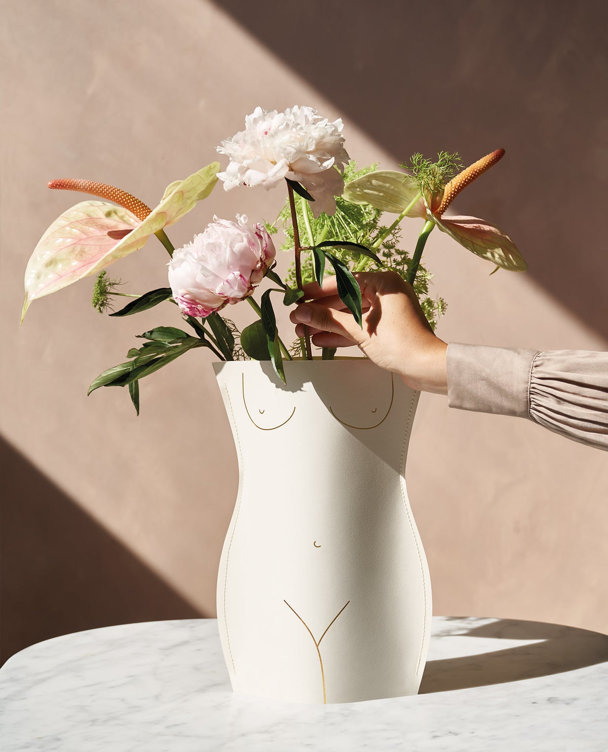 Vase en papier pour fleurs fraîches et séchés Venus ivoire - Octaevo